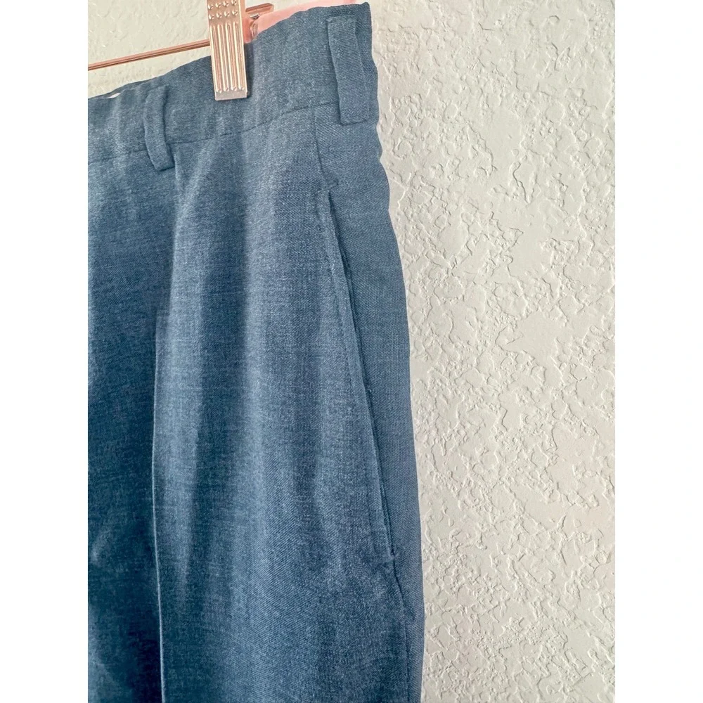 Vintage‎ Trousers Mens 32x31 Blue Grey Heathered Wool Blend Cuffed Straight Leg